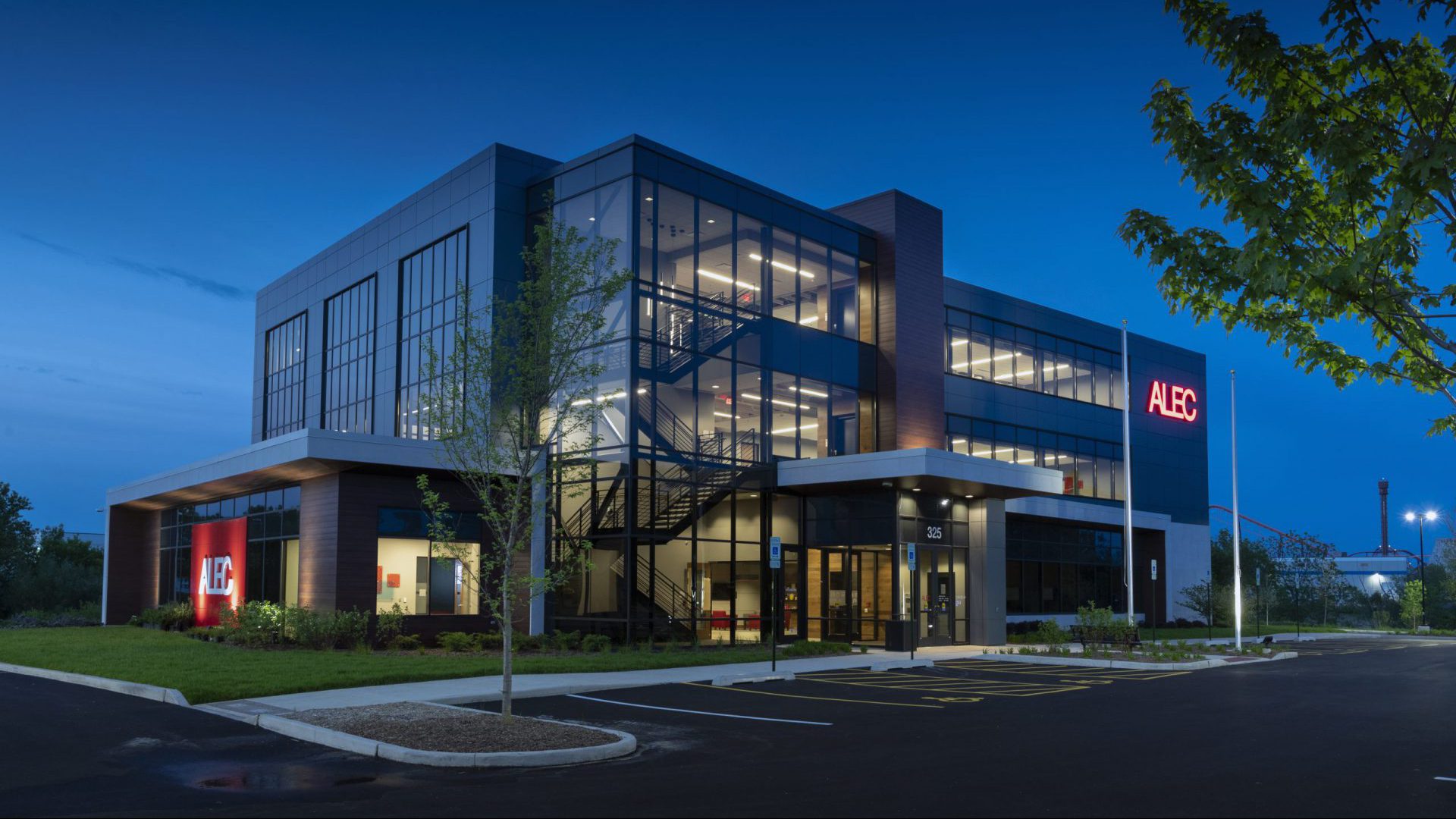 ALEC Headquarters Exterior at night