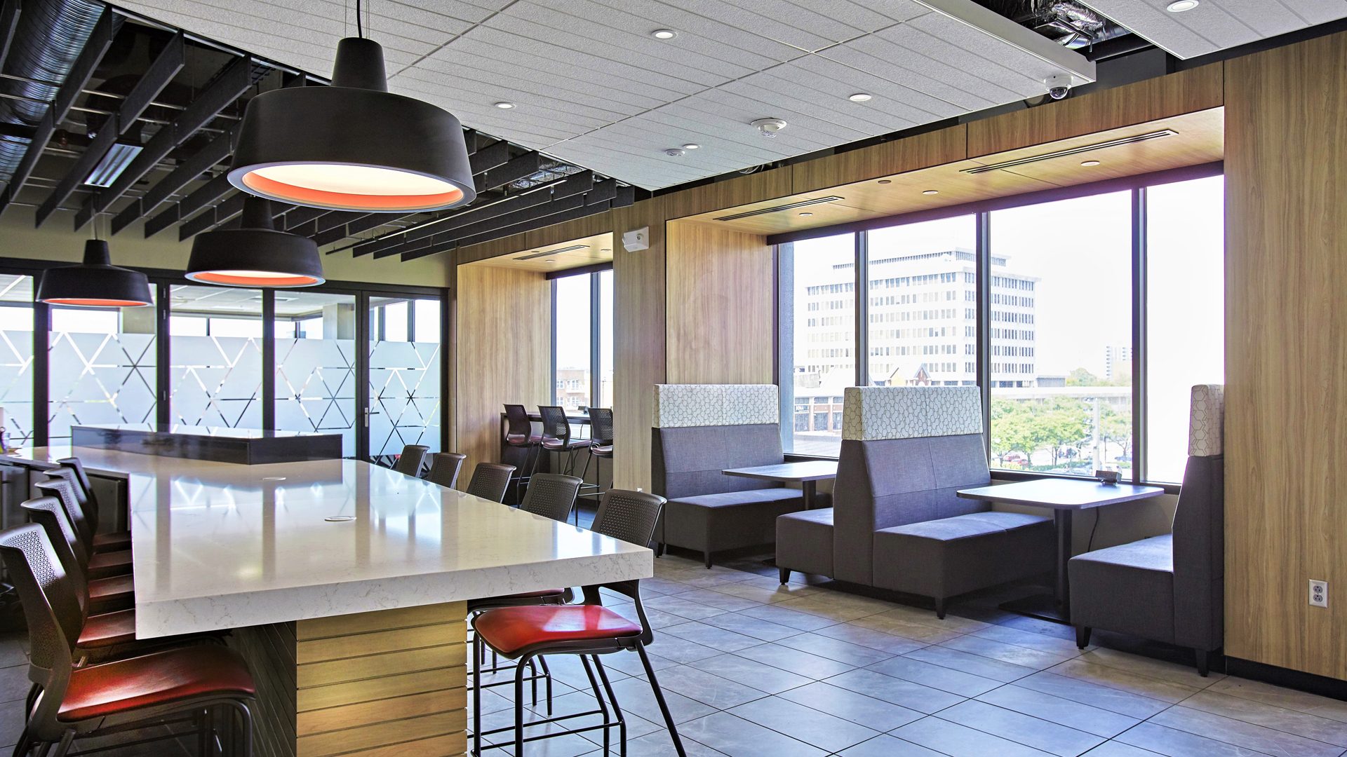 Pizza Hut HQ Community Hub with booth seating