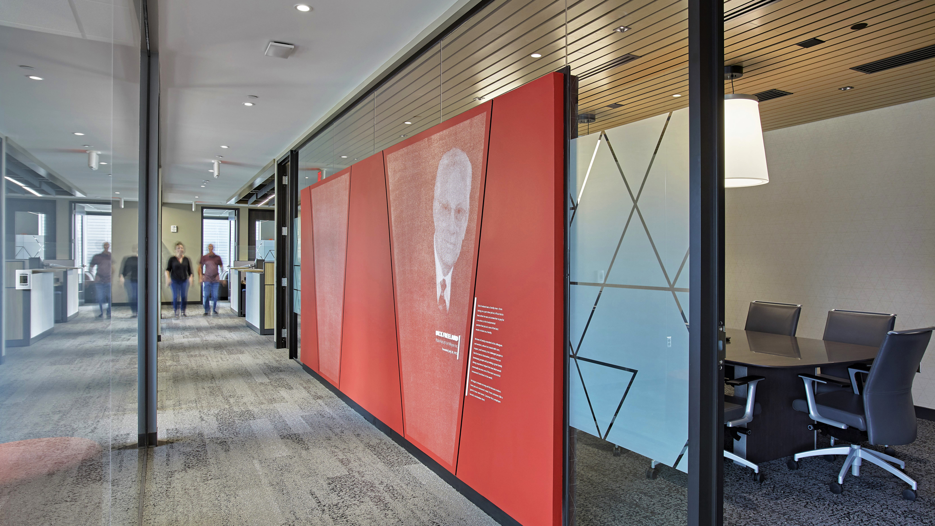 Pizza Hut HQ Hallway with Dedication Environmental Graphic