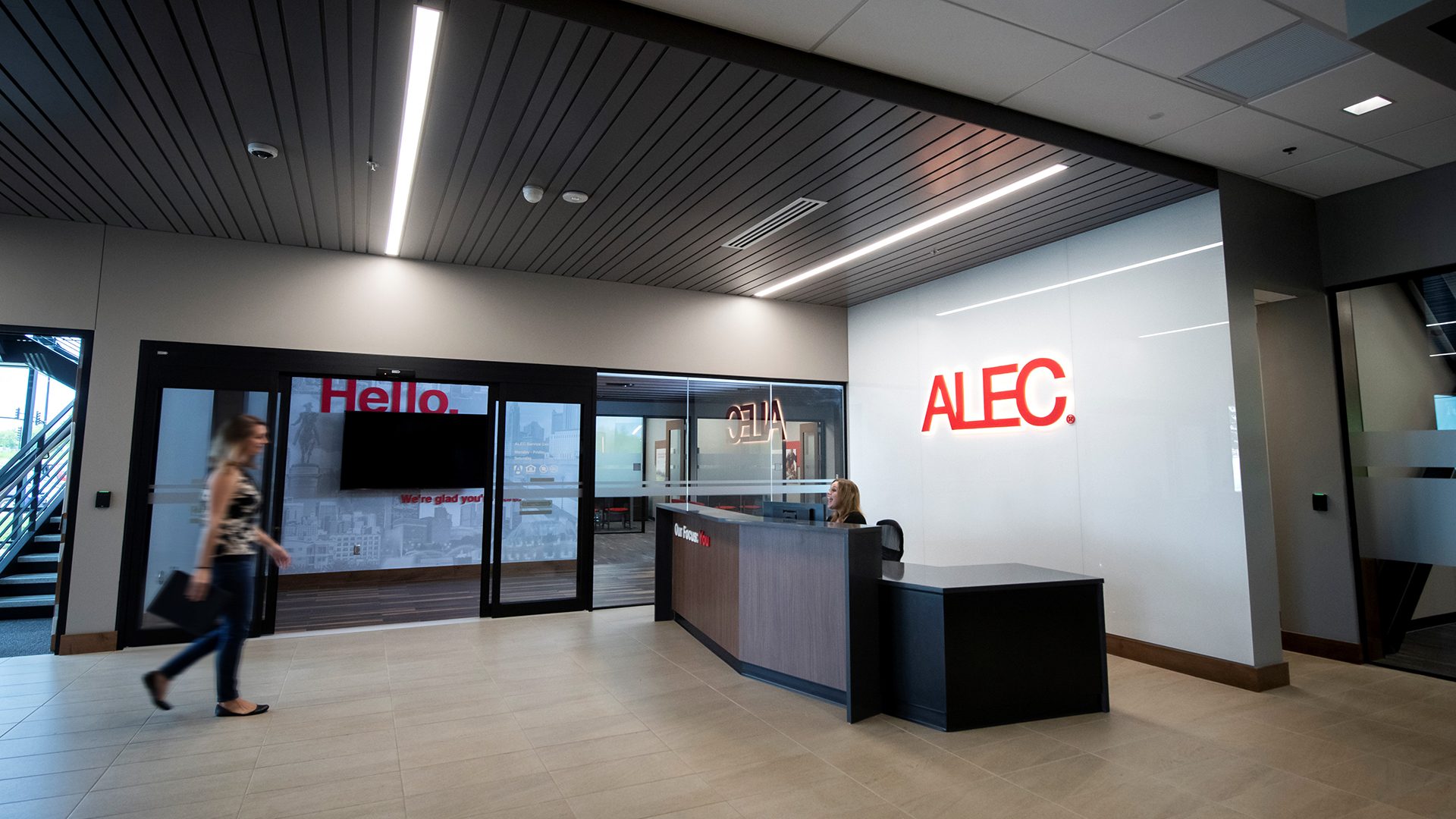 ALEC main lobby entrance with reception desk