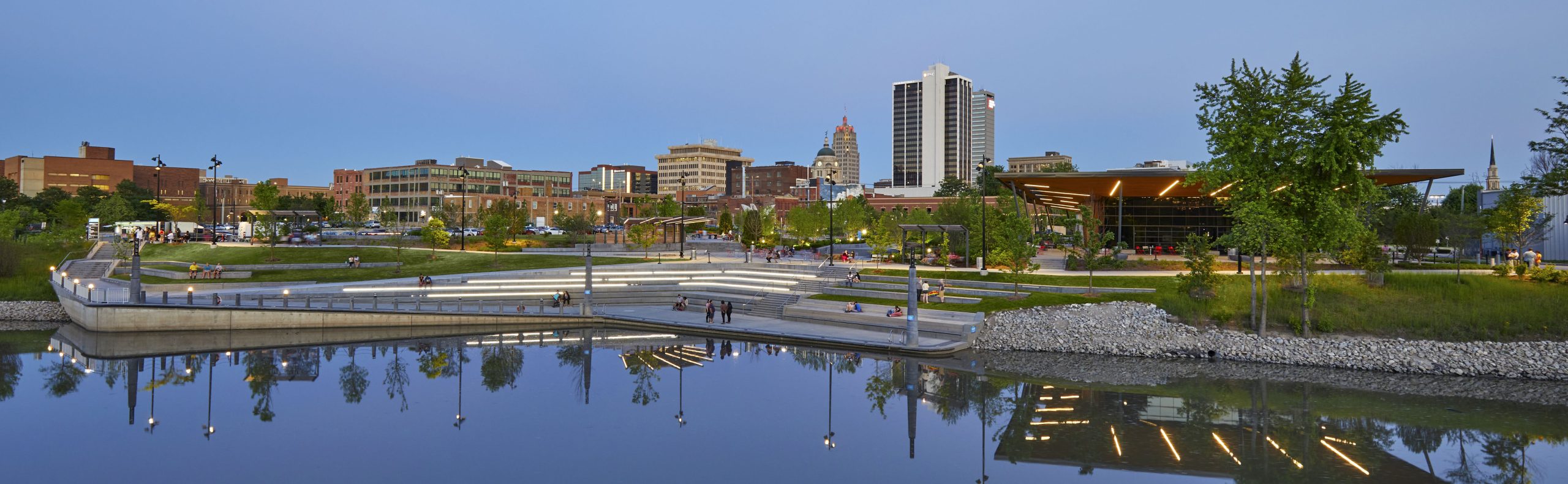 Promenade Park at Dusk from the River