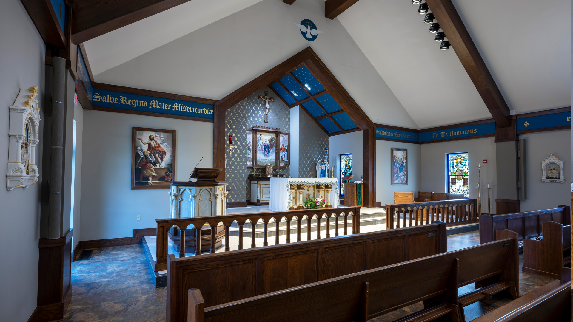 Front of chapel with alter.