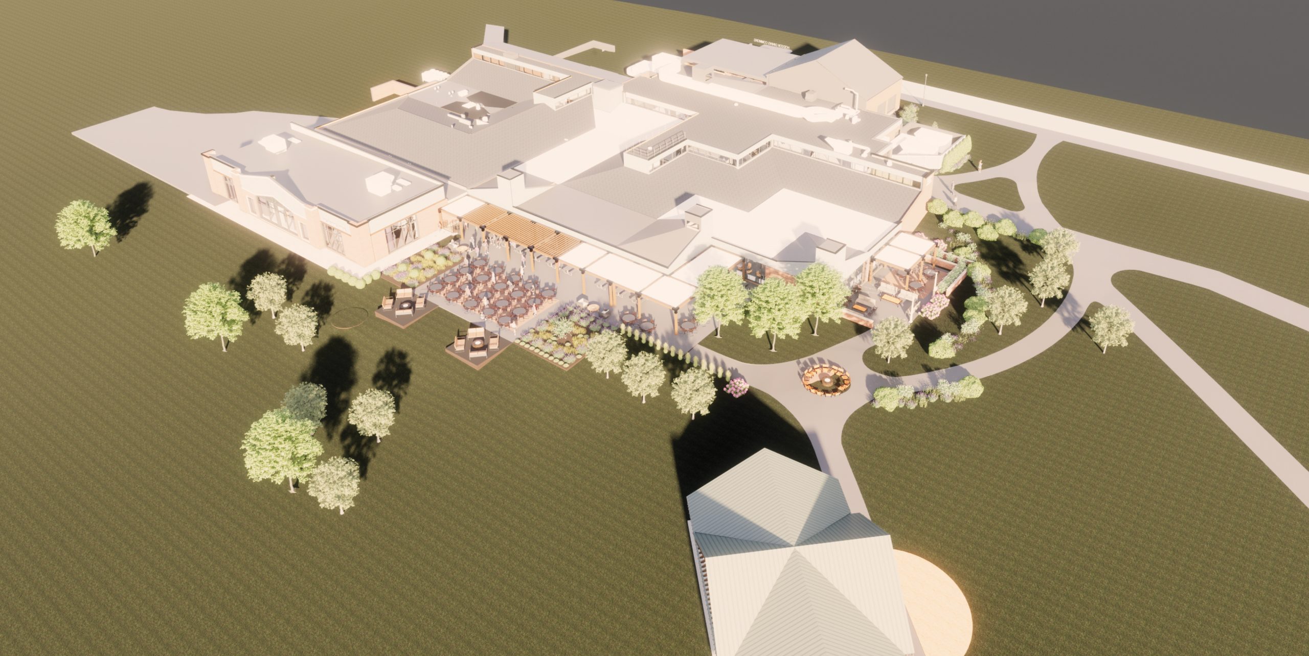Campus master plan with dining highlighted.