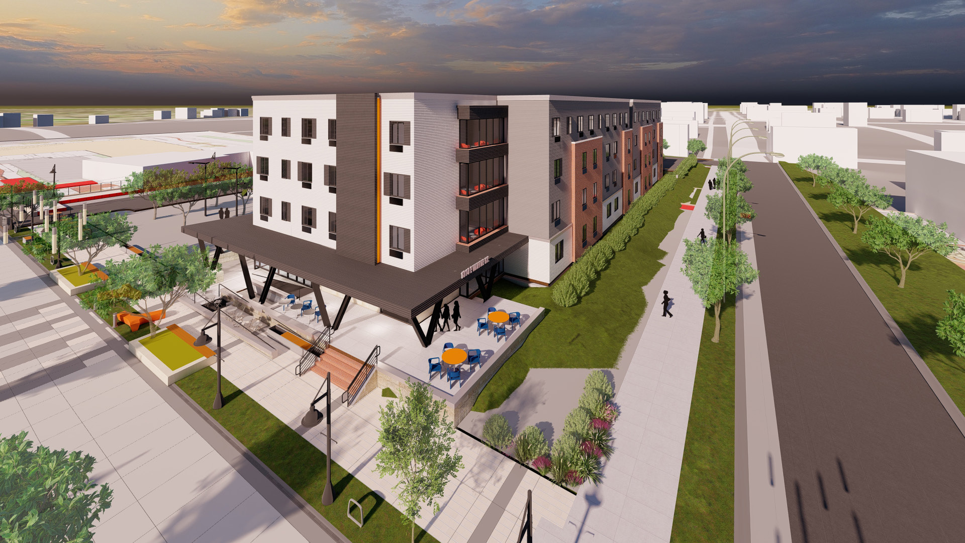 Indiana Tech Student Housing Residence Hall Exterior Rendering