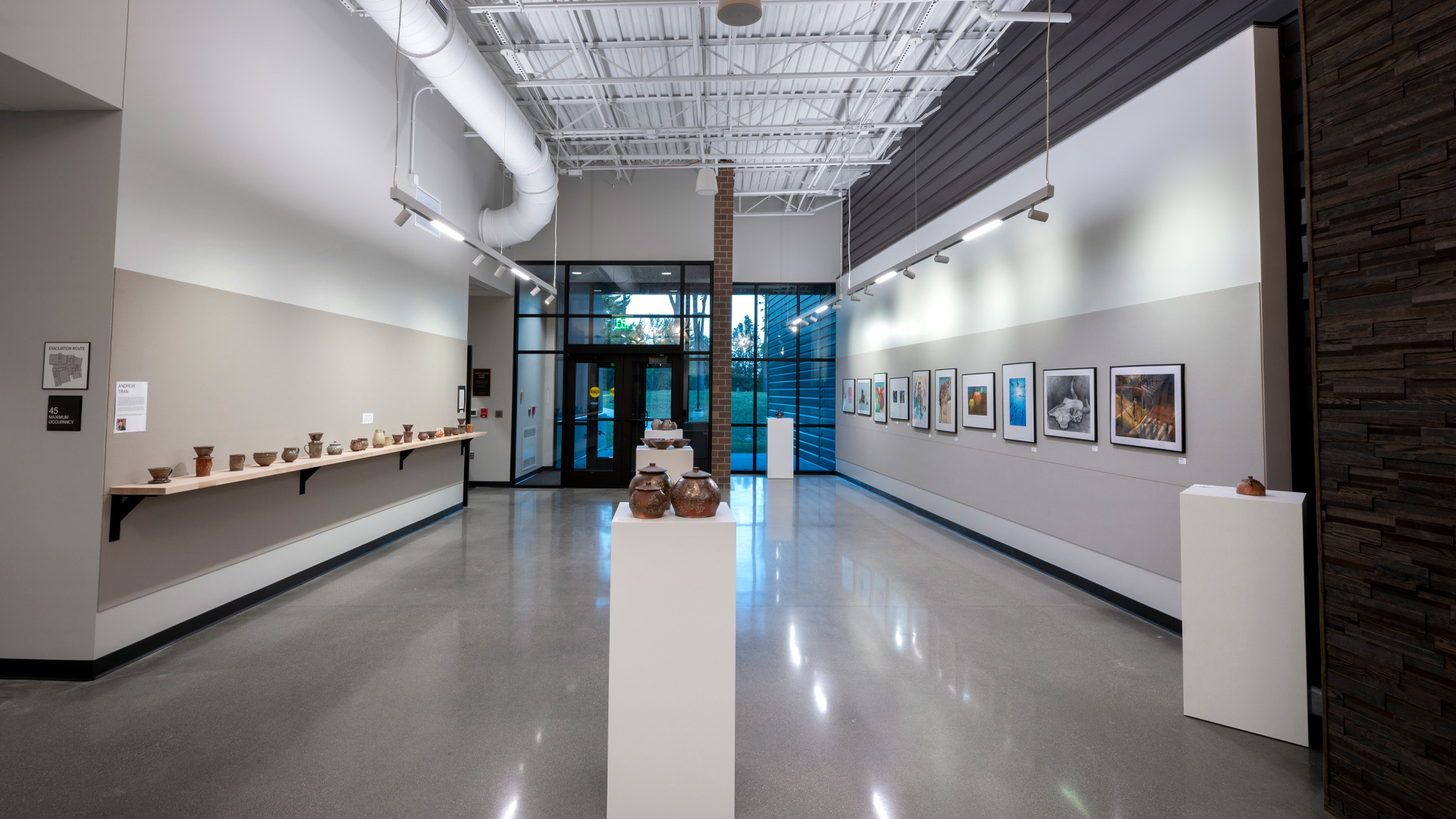 High school fine arts building art gallery.