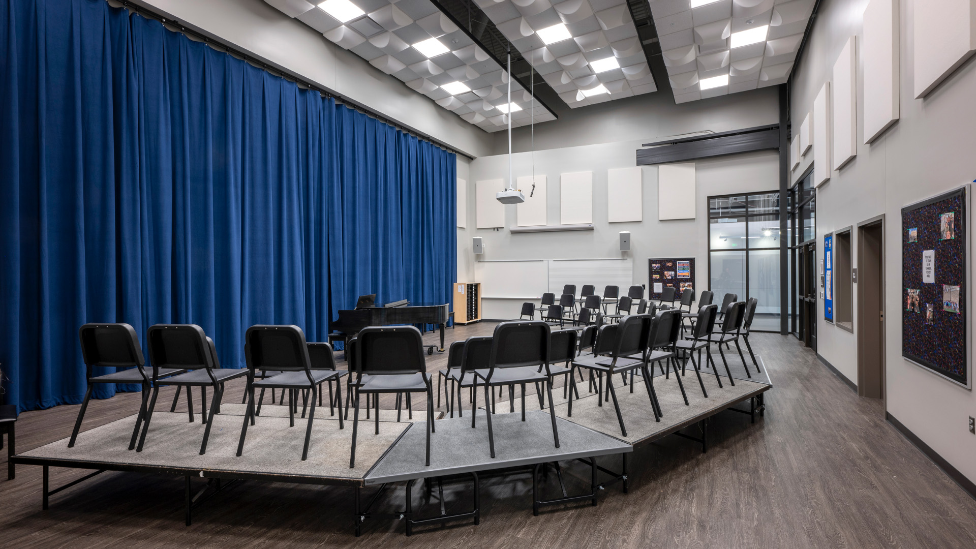 High school band classroom.