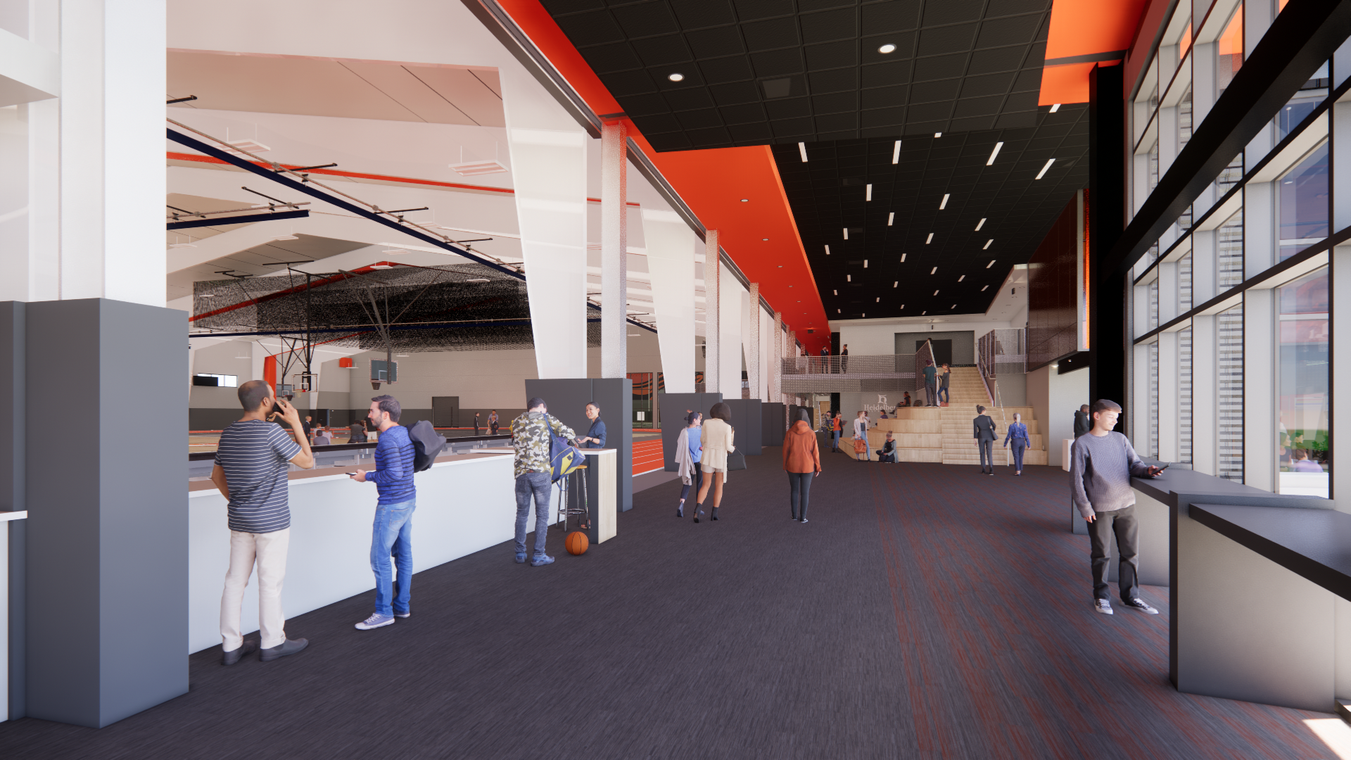 Heidelberg University Fieldhouse Lobby Rendering