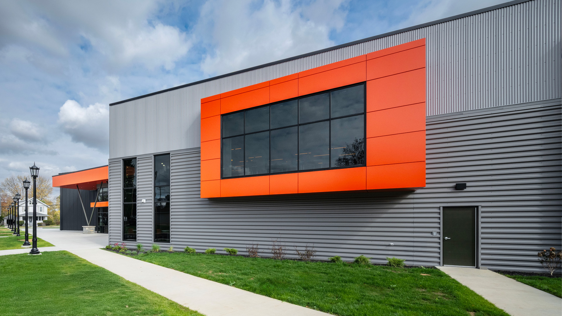 Heidelberg University Frann's Fieldhouse exterior orange detail