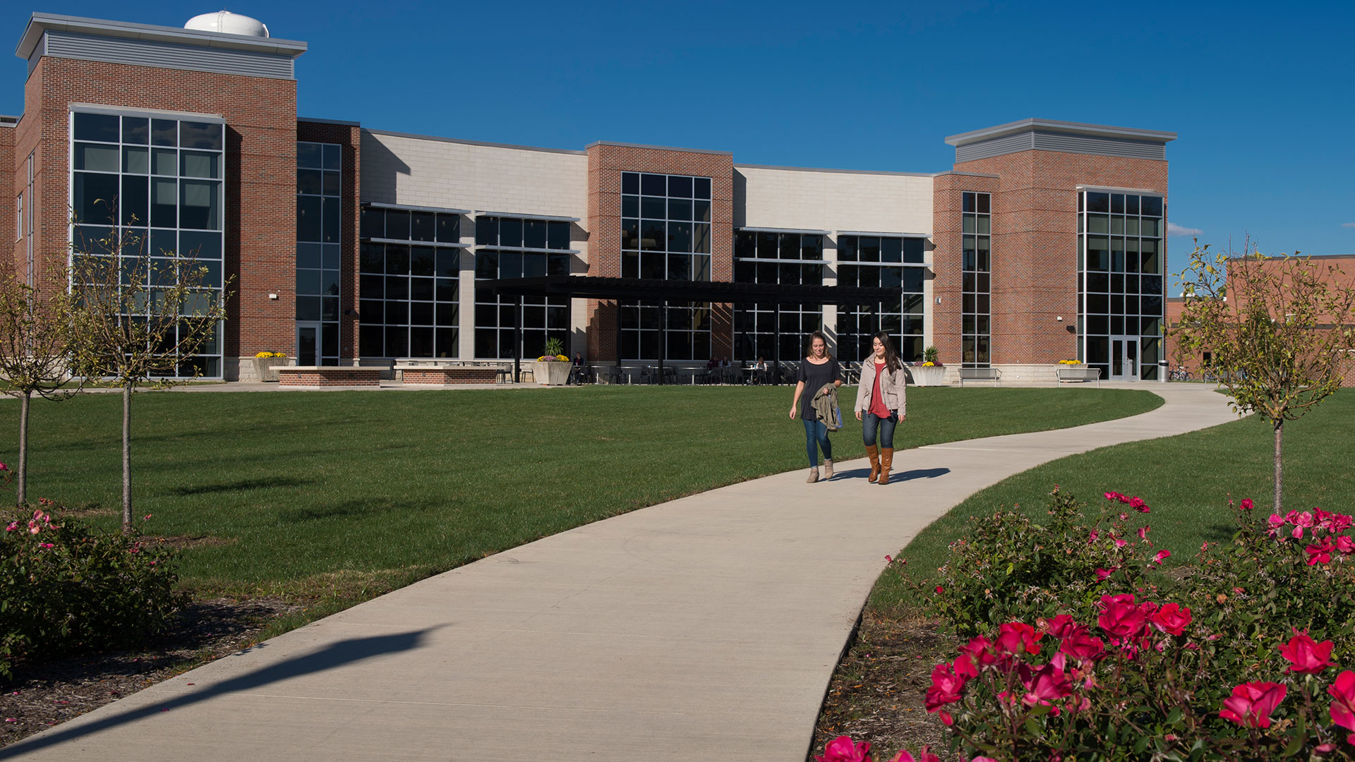 College students walking outside