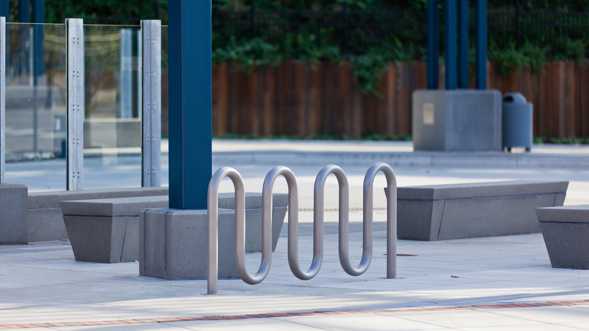 Bus stop bike rack.