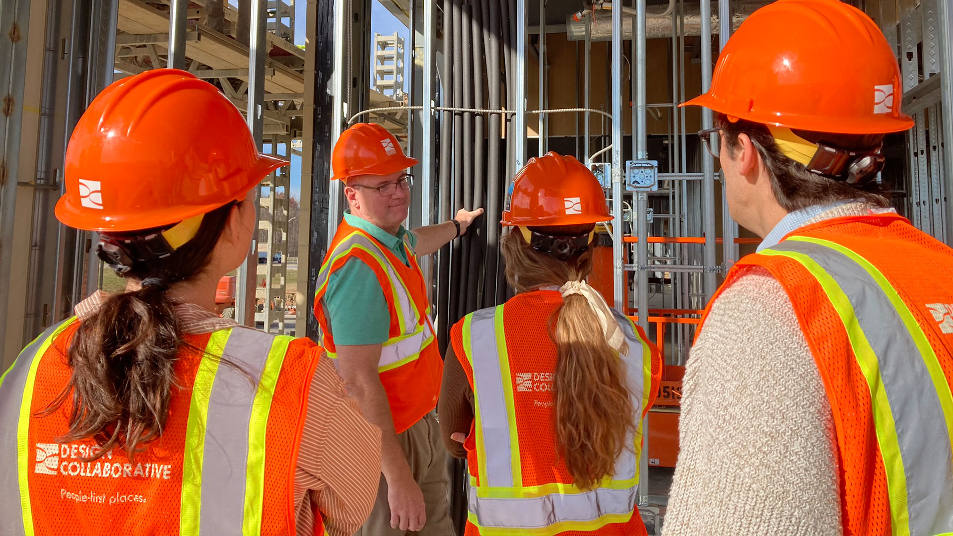 DC team on mechanical and electrical job site visit