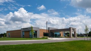 PPG Parkview Huntertown Clinic building made of brick and stone.