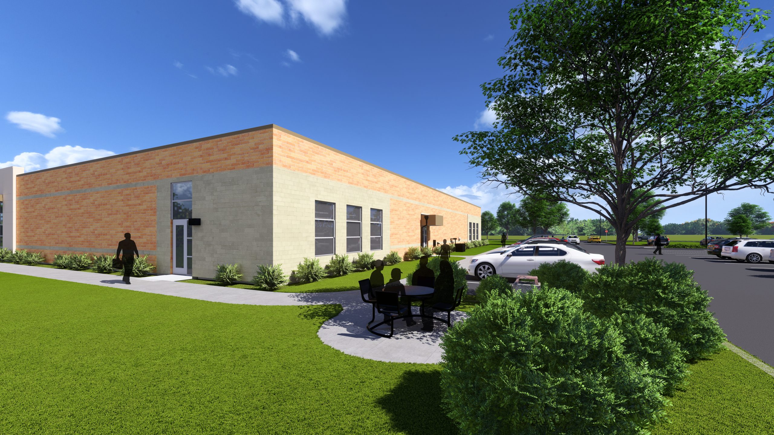 Exterior medical clinic rendering.