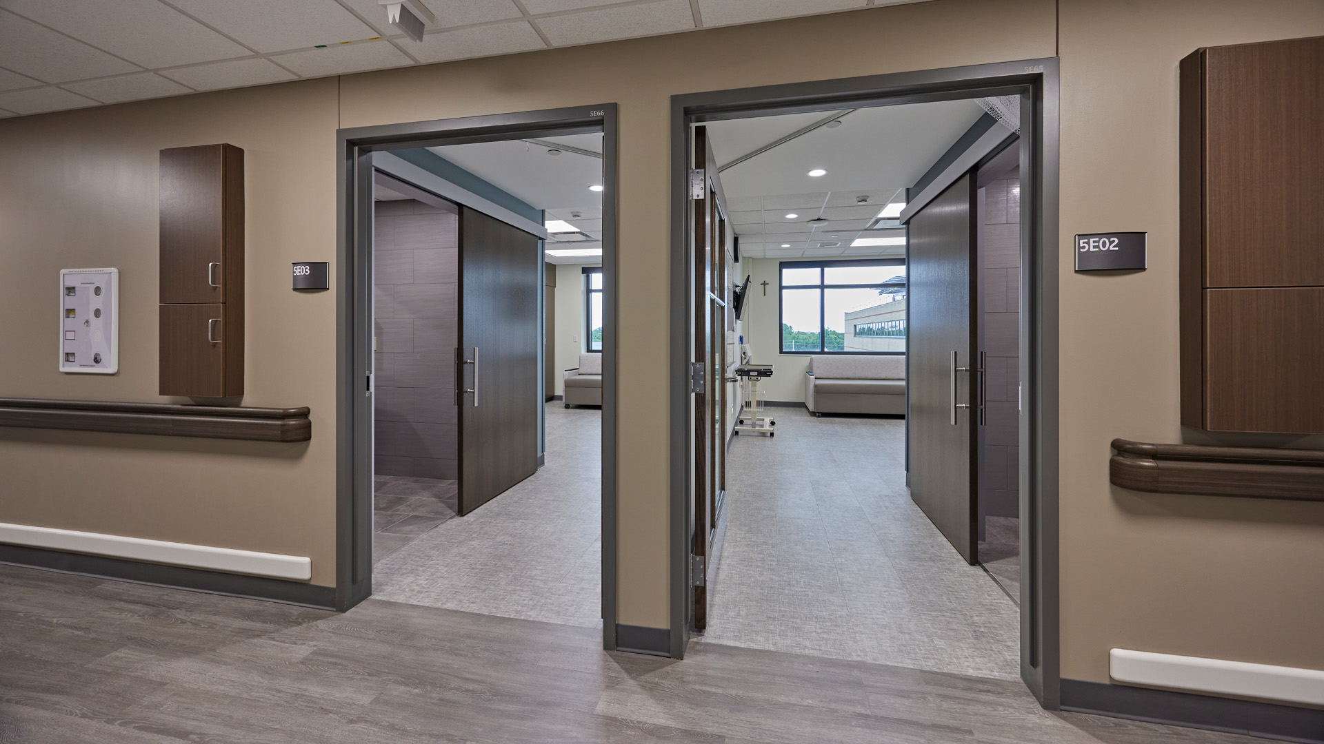 Pediatric unit patient rooms.