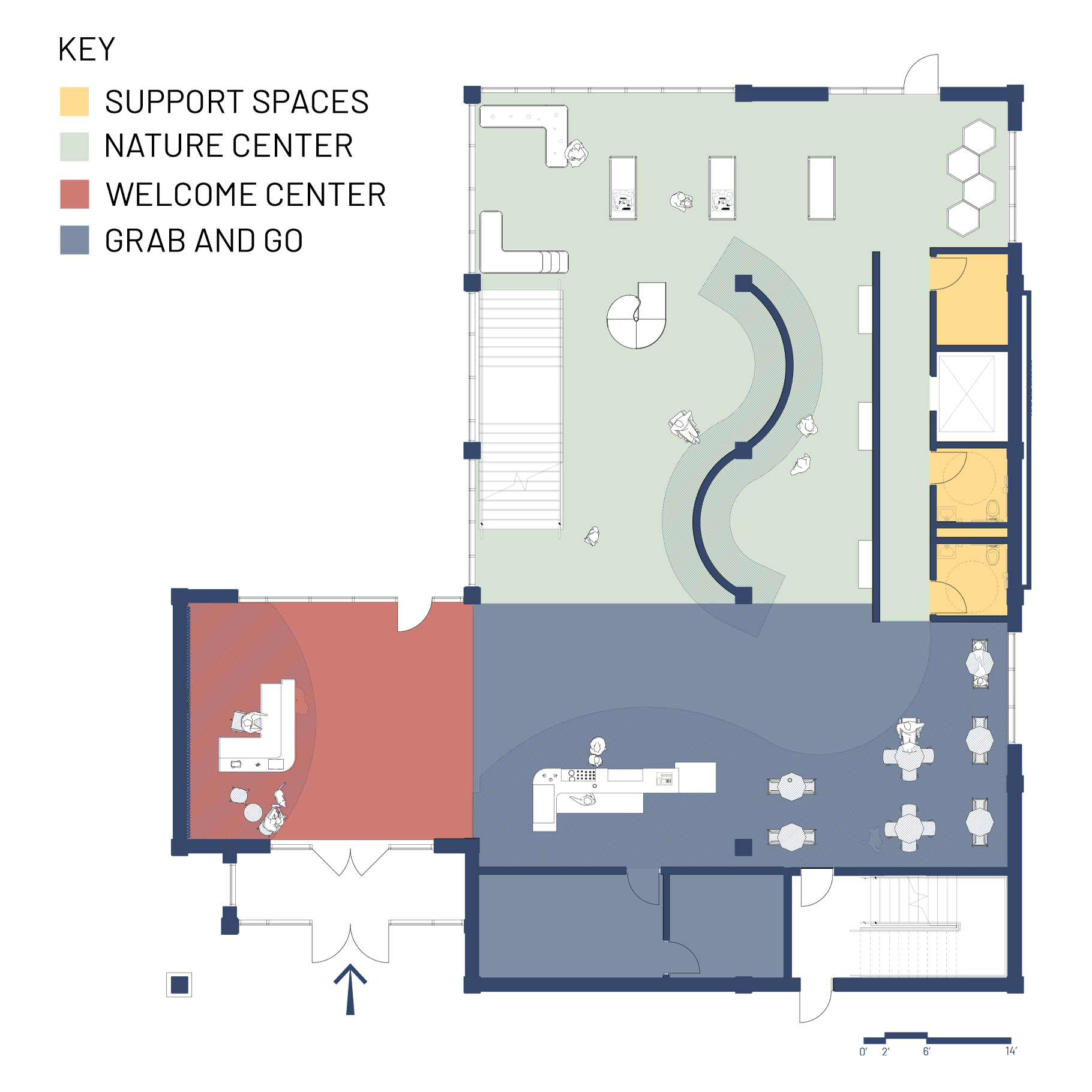 DC Intern Project, Center Lake Lodge in Warsaw, Indiana, main-level floor plan.