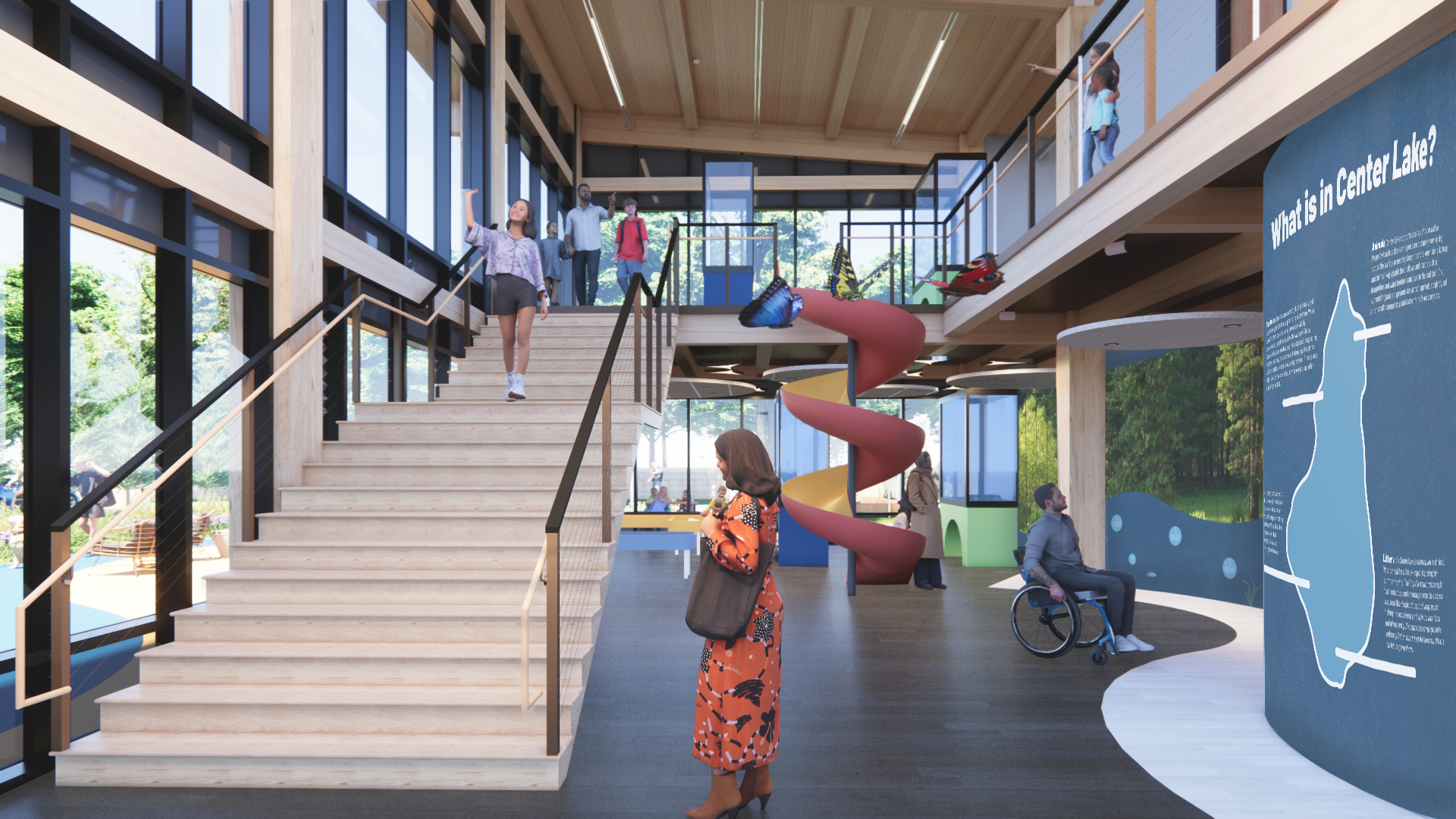DC Intern Project, Center Lake Lodge in Warsaw, Indiana, nature center render.