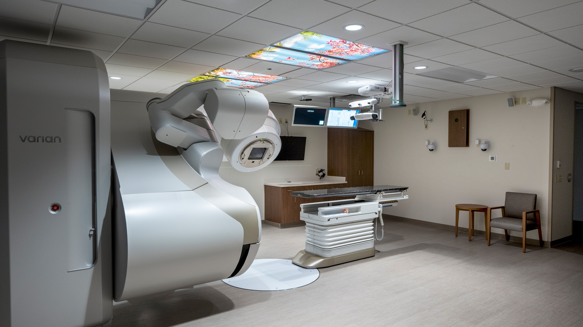 Radiation oncology clinic linear accelerator room.