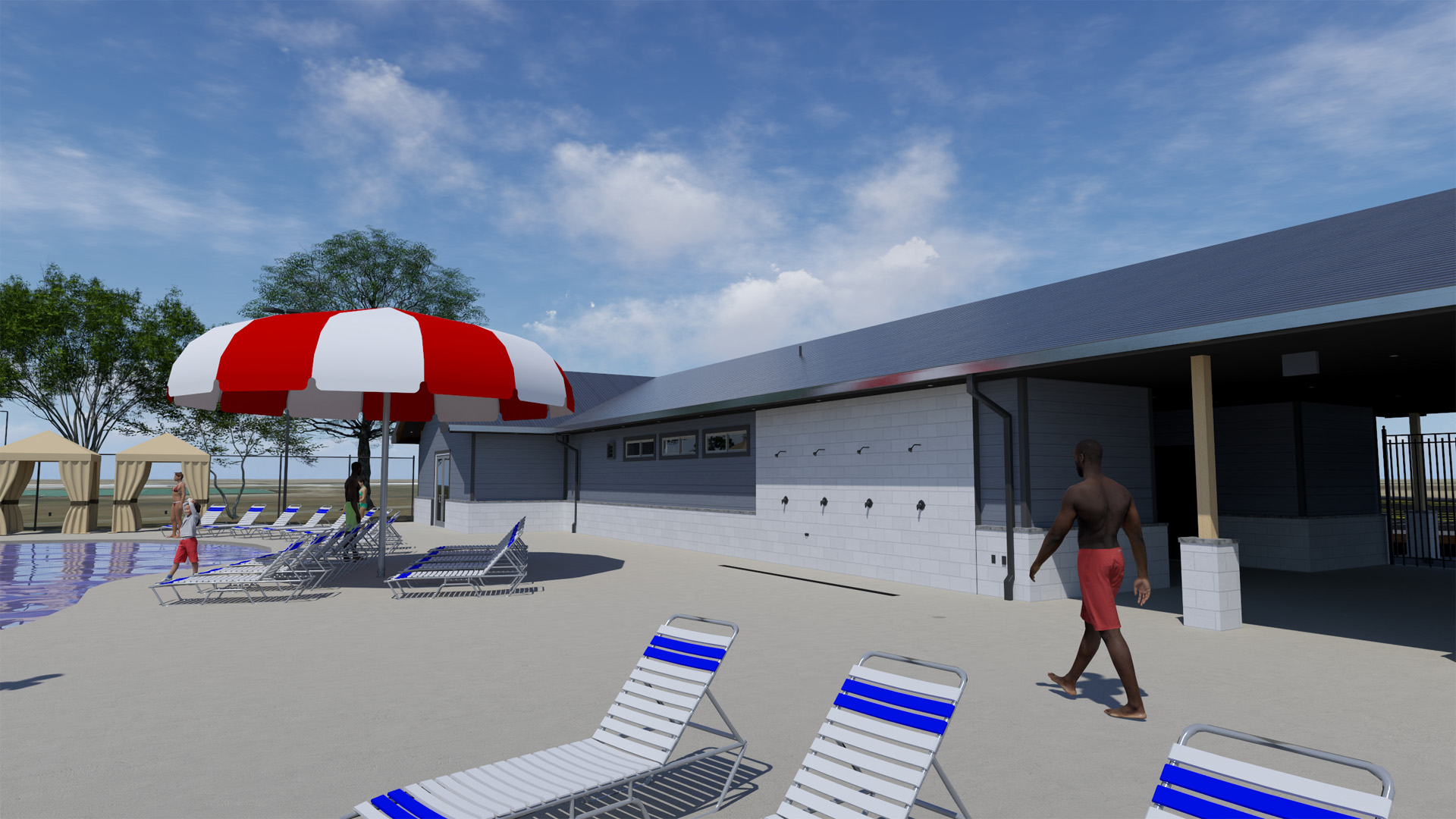 City of Bluffton, Indiana,Wells County – Community Pool showers render.