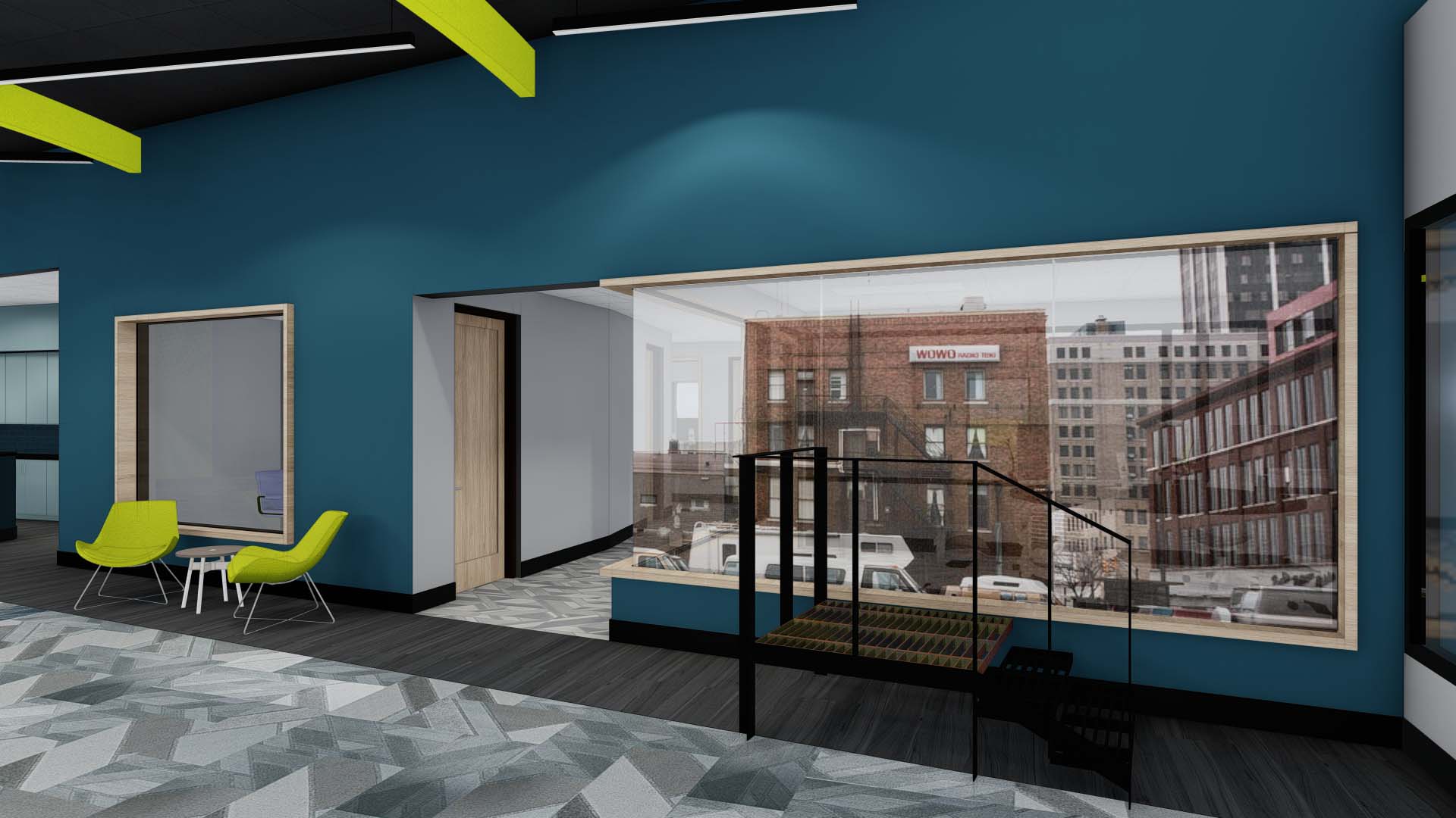 Lobby design rendering of the Federated Media headquarters.