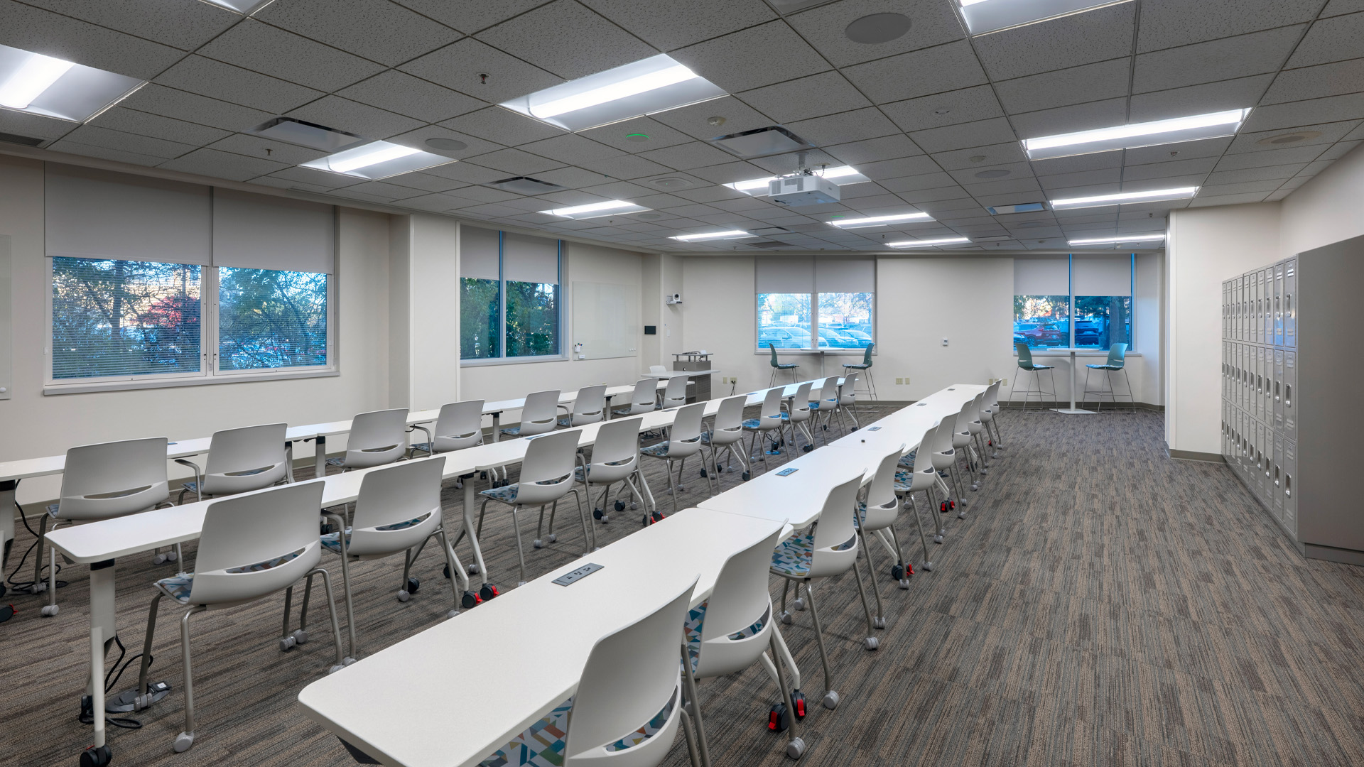 Large Classroom with windows at Parkview Physicians Group Internal Medicine Graduate Medical Education Clinic.