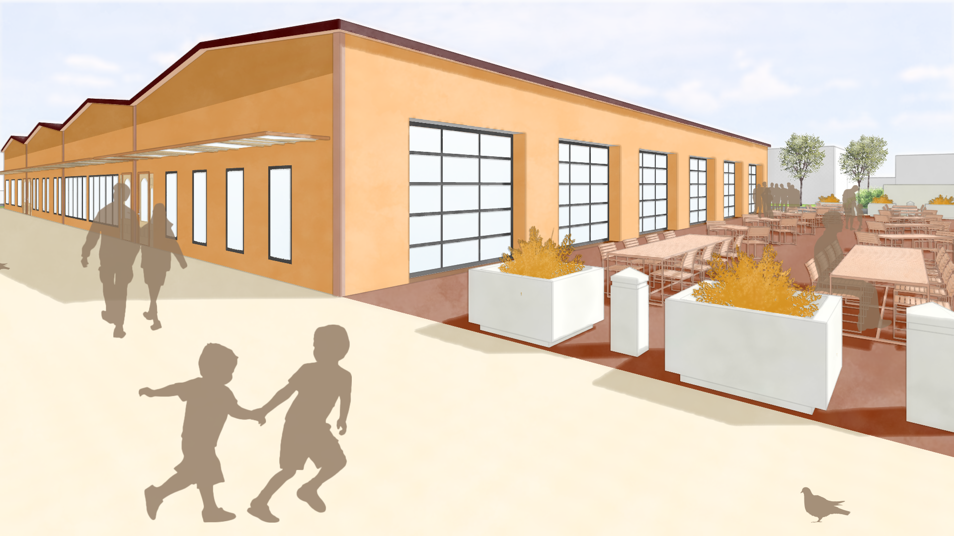 Rendering of retail spaces and seating from the Design Collaborative Spring 2026 Intern Project.